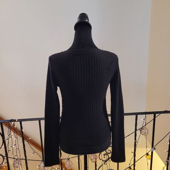 47Q. Nwt Commense V-Neck Ribbed Skinny T-Shirt Black Size Small - Picture 5 of 10